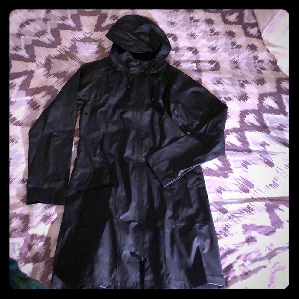 Rains black sleak waterproof trench raincoat Small